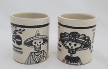 Catrina Coffe Mug Set of 2 pieces 13.9 Oz Black and White - Mexican Pottery by Gorky Gonzalez