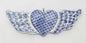 Adorno Corazón con Alas Plano Azul y Blanco 