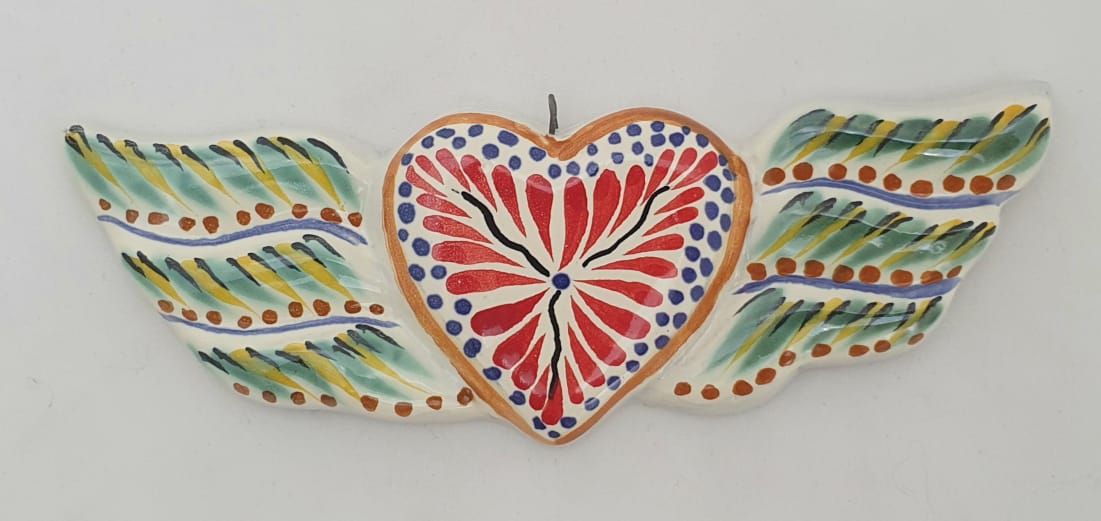 Adorno Corazón con Alas Plano Multicolores 