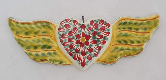 Ornament Heart w/Wings Flat MultiColors