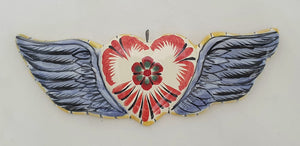Ornament Heart w/Wings Flat MultiColors