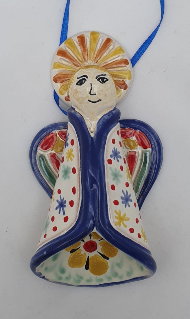 Ornament Large Angel Blue 3D figure 4.9" H MultiColors