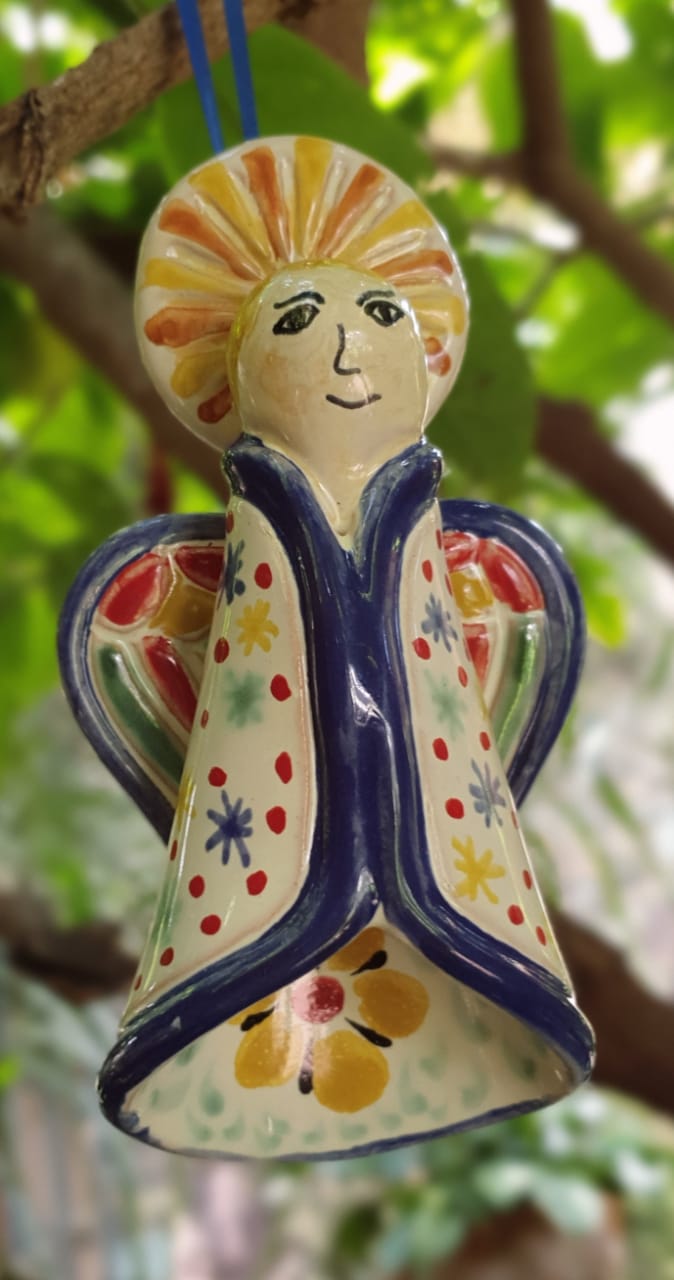 Ornament Large Angel Blue 3D figure 4.9" H MultiColors