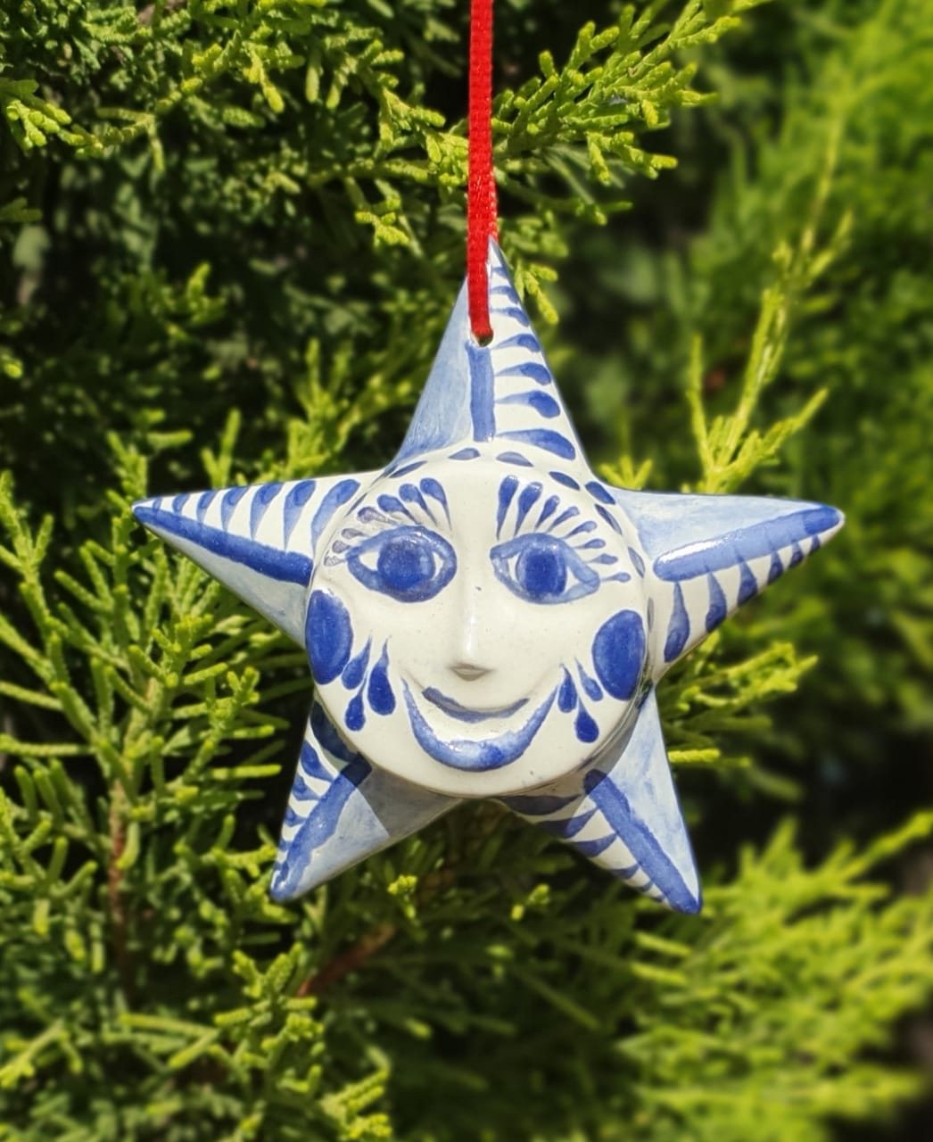 Ornament Star Blue and White
