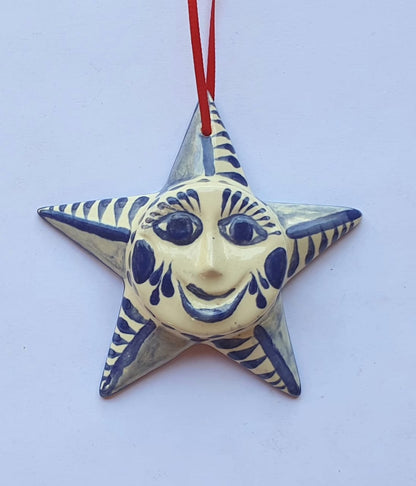 Ornament Star Blue and White