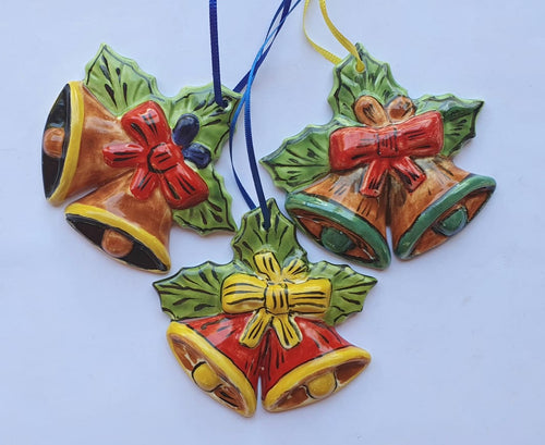 Ornament Bell Flat Set of 3 MultiColors