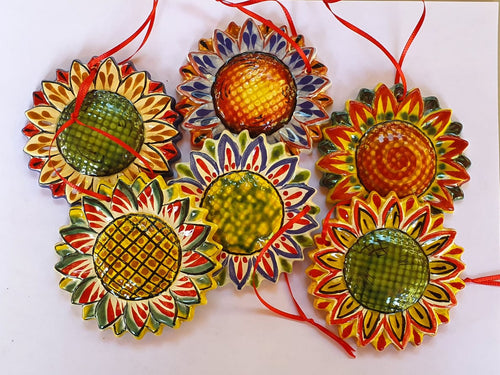 Ornament Sun Flower Flat Set of 6 MultiColors