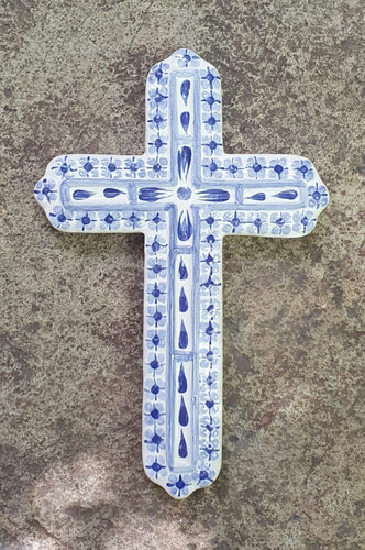 Mittleres Kreuz, 22,9 cm hoch, Blau und Weiß 