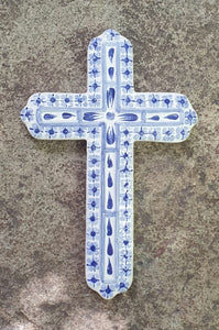 Medium Cross 9" Height Blue and White