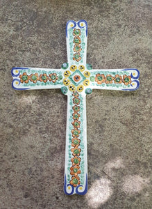 Large Paint Cross 13" Height Green-Blue Colors