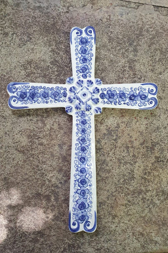 Großes Farbkreuz, 13 Zoll hoch, Weiß und Blau 