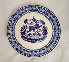 Deer Decorative / Serving Flat Platter 13.8" D Blue Colors
