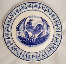 Rooster Decorative / Serving Flat Platter 13.8" D Blue Colors