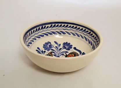 Butterfly Cereal Bowl 16.9 Oz Blue-Orange Colors - Mexican Pottery by Gorky Gonzalez