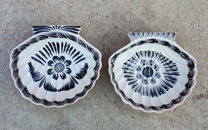 Shell Dish Plate 4.7*5 inches Black and White Set (2 Pieces)