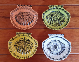 Shell Dish Plate 4.7*5 inches assorted colors Set (4 Pieces)