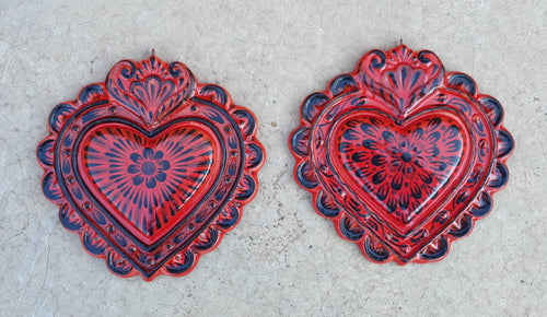 Ornament Love Heart 5x5 in Flat Set of 2 Red-Black Colors