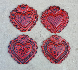 Ornament Love Heart 5*5" Red Colors Set (4 pieces)