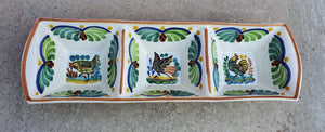 Animals Triple Rectangular Dish 14.8*4.5" MultiColors - Mexican Pottery by Gorky Gonzalez