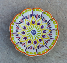 Flower Footed Snack Dish 7" D Purple Colors