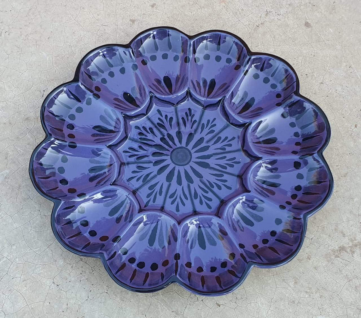 Deviled Eggs / Snack Plate Flower Shape 10" D Choose Your Favorite Contemporary Color