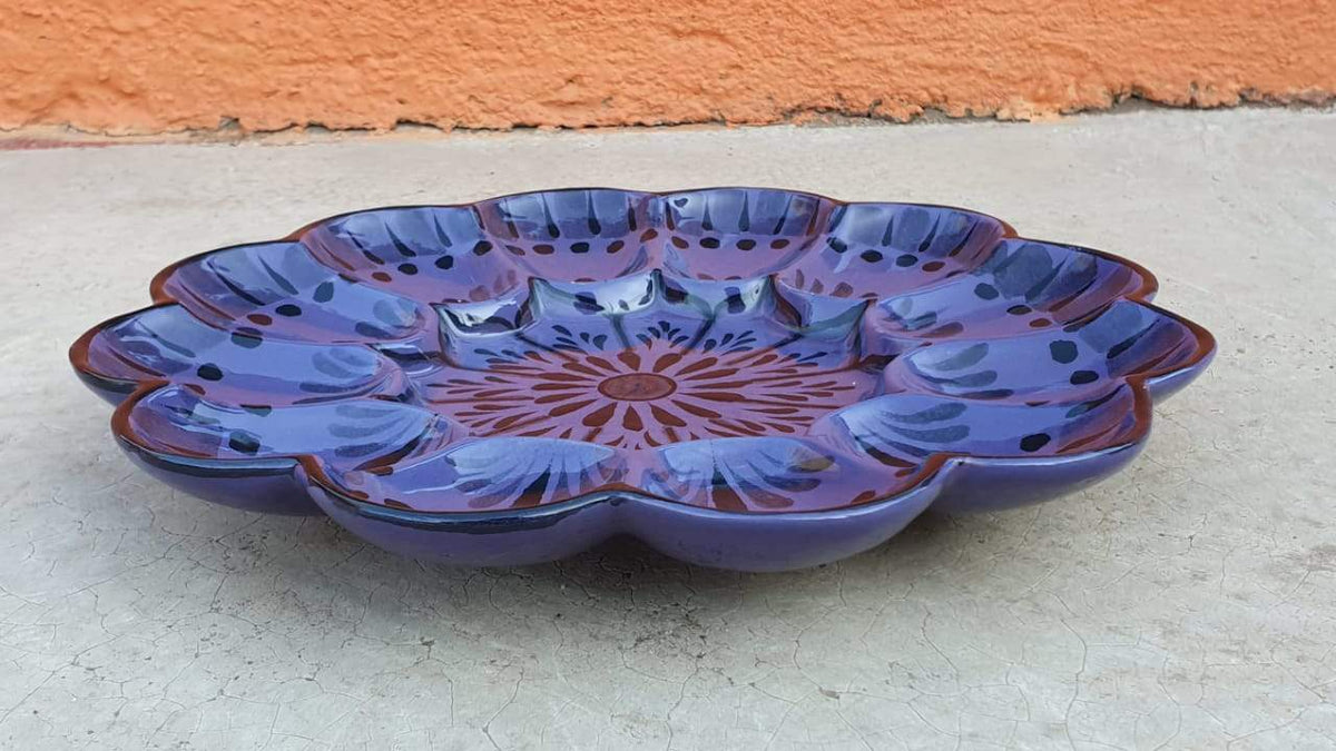 Deviled Eggs / Snack Plate Flower Shape 10" D Choose Your Favorite Contemporary Color