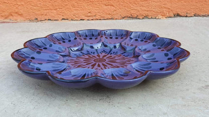 Deviled Eggs / Snack Plate Flower Shape 10" D Choose Your Favorite Contemporary Color