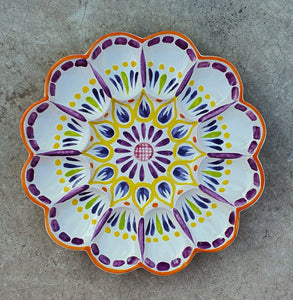 Deviled Eggs / Snack Plate 10" D Purple-Yellow Colors