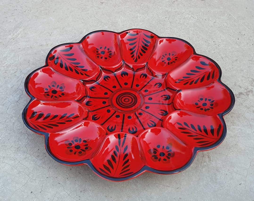 Deviled Eggs / Snack Plate Flower Shape 10" D Choose Your Favorite Contemporary Color