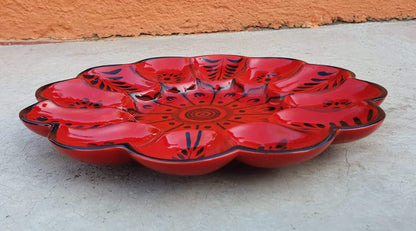 Deviled Eggs / Snack Plate Flower Shape 10" D Choose Your Favorite Contemporary Color