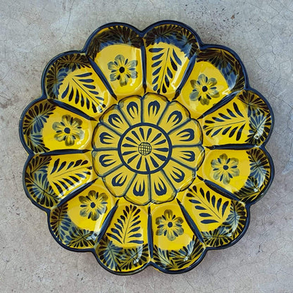 Deviled Eggs / Snack Plate Flower Shape 10" D Choose Your Favorite Contemporary Color