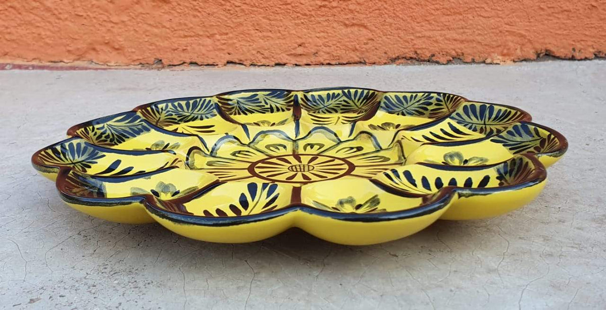 Deviled Eggs / Snack Plate Flower Shape 10" D Choose Your Favorite Contemporary Color
