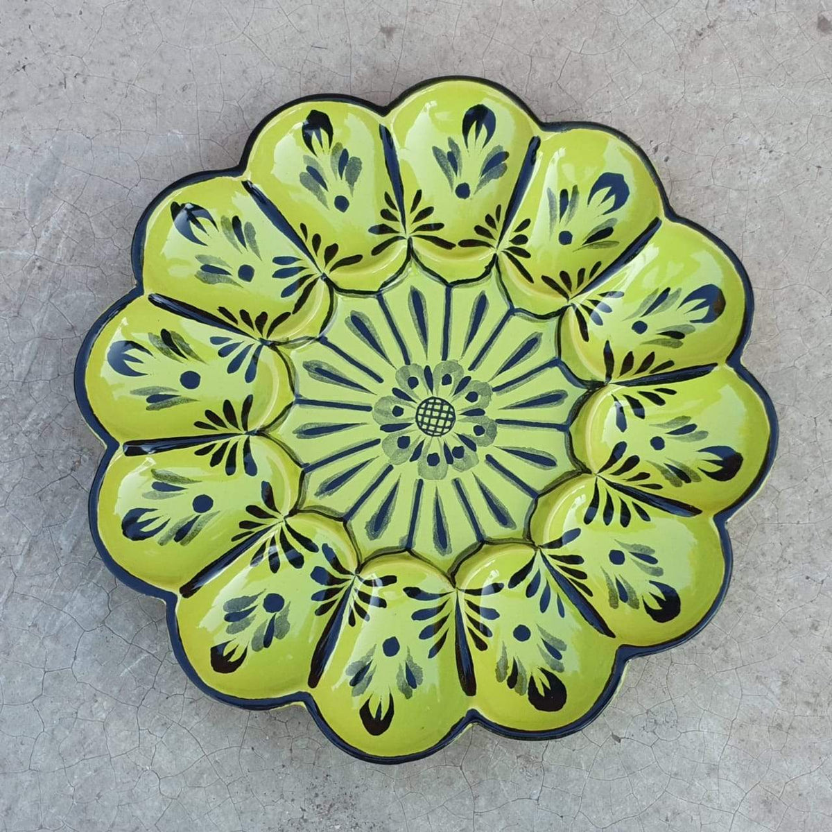 Deviled Eggs / Snack Plate Flower Shape 10" D Choose Your Favorite Contemporary Color