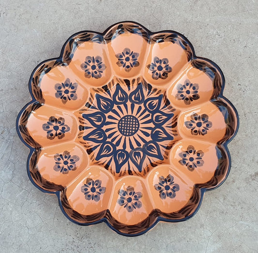 Deviled Eggs / Snack Plate Flower Shape 10" D Choose Your Favorite Contemporary Color