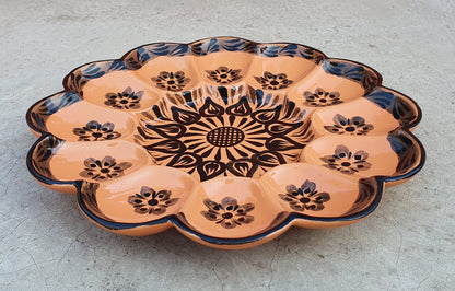 Deviled Eggs / Snack Plate Flower Shape 10" D Choose Your Favorite Contemporary Color