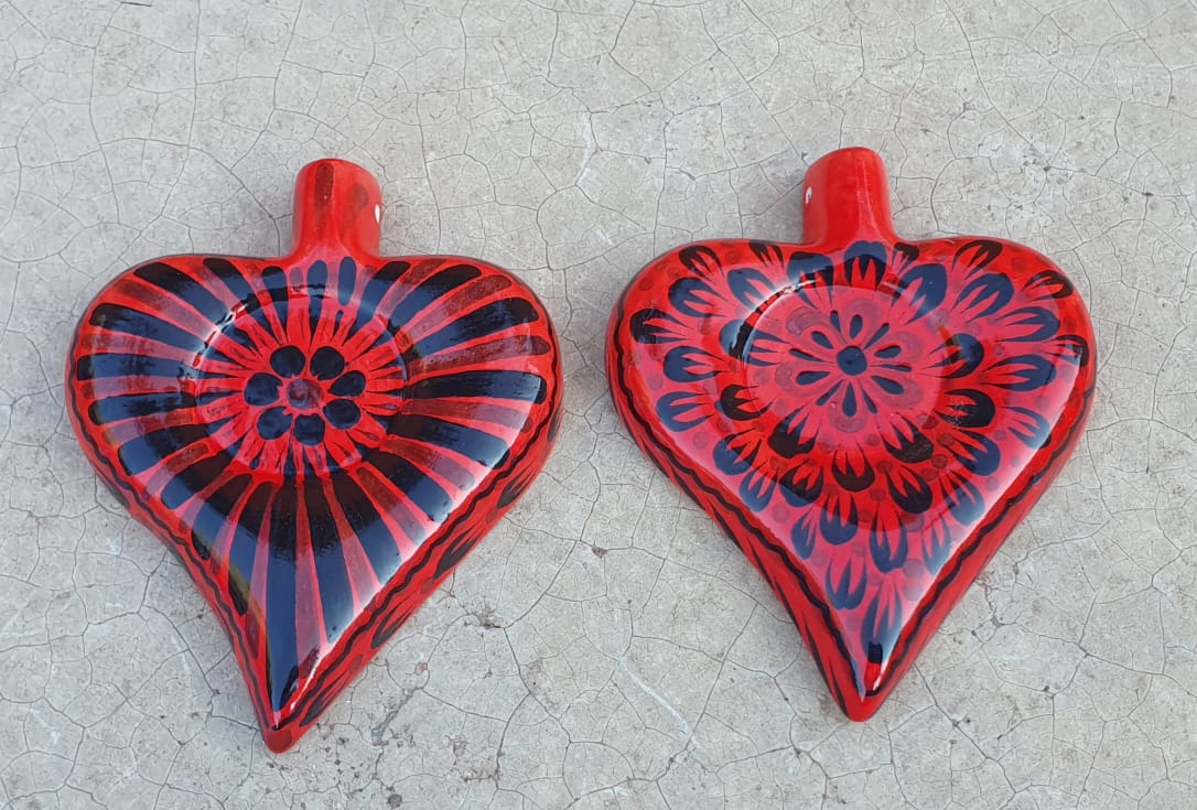 Ornament Heart Red-Black Colors Set (2 Pieces)