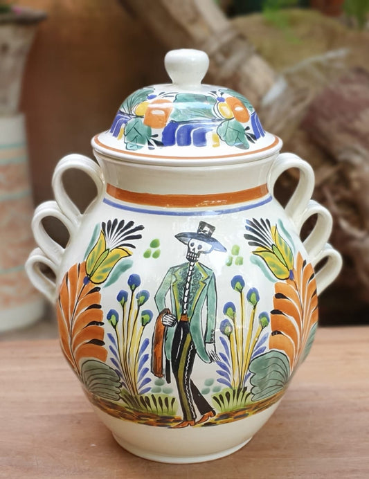 Catrin Decorative Vase 15.8" Height Green-Blue-Yellow Colors - Mexican Pottery by Gorky Gonzalez