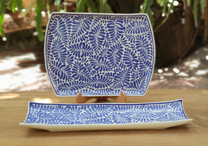 Tray / Snack Set of 2 pieces Milestones Pattern Blue and White