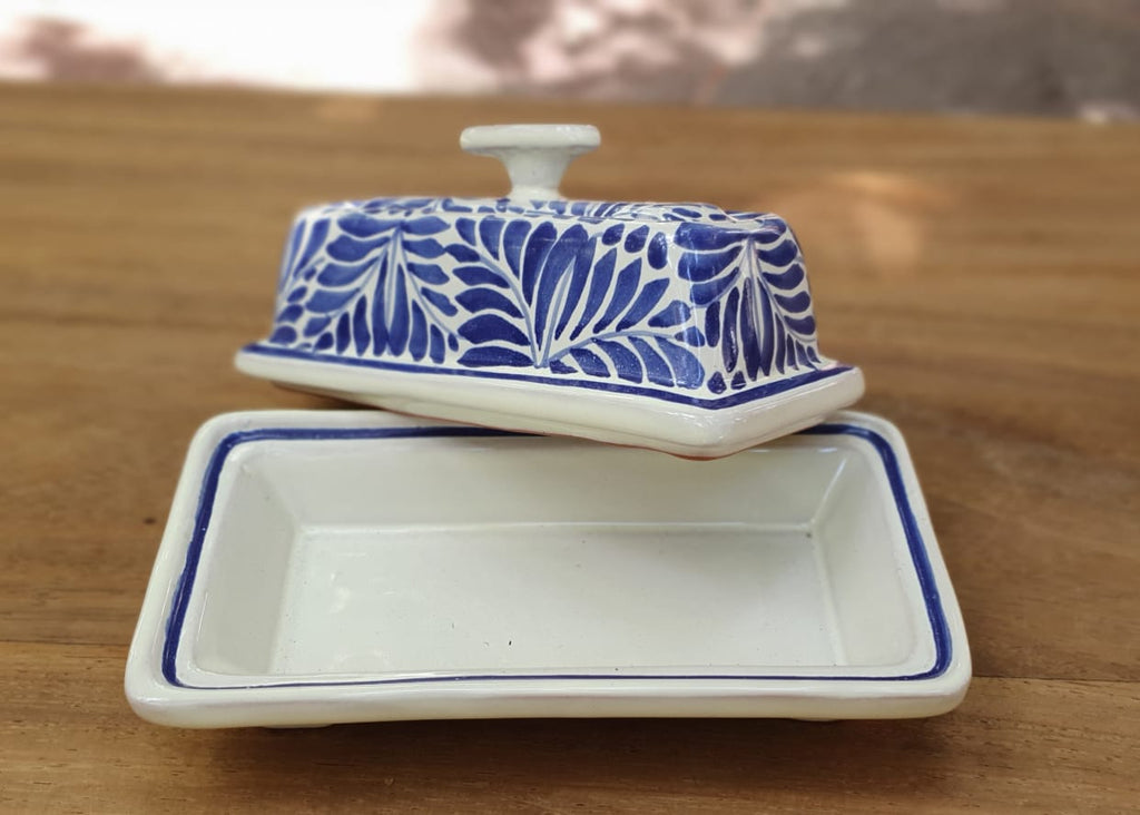 Butter Cover Dish Blue and White Talavera / Majolica hand painted