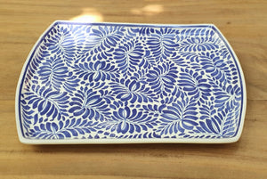 Tray / Platter 14*10.4" Milestones Pattern Blue and White