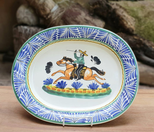 CowBoy Decorativo/Plato Semi Ovalado para Servir/Bandeja 16.9x13.4" MultiColors 