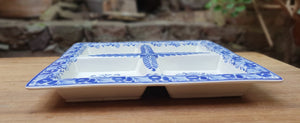 Flower Square Tray w/4 division  12.4*12.4" Blue and White
