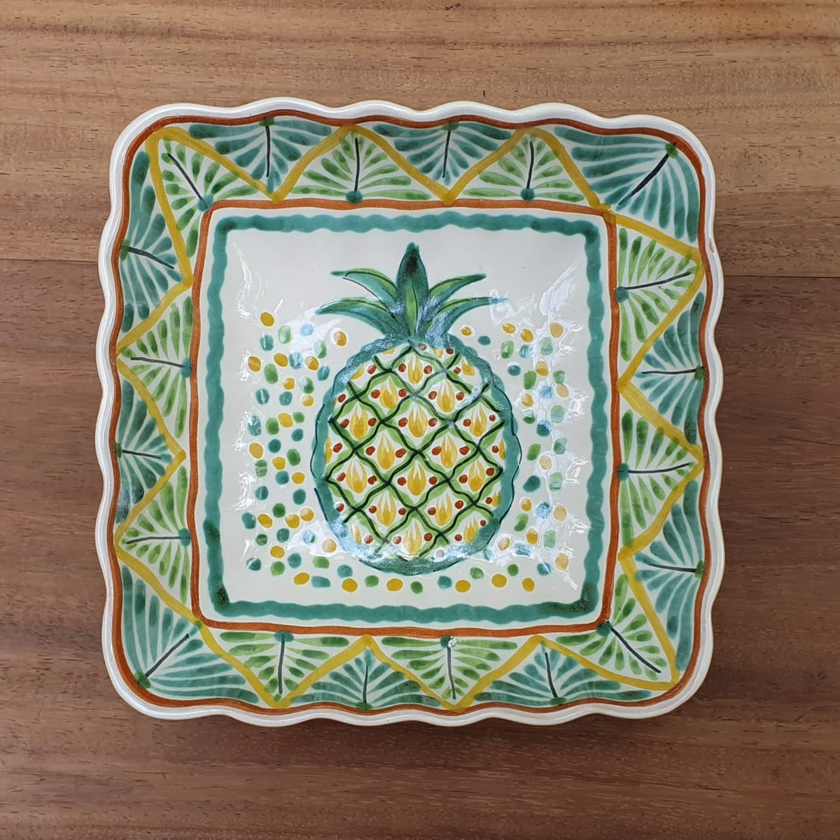 Set de ensaladera rectangular y cuadrada PineApple (2 piezas) Colores verde-amarillo 