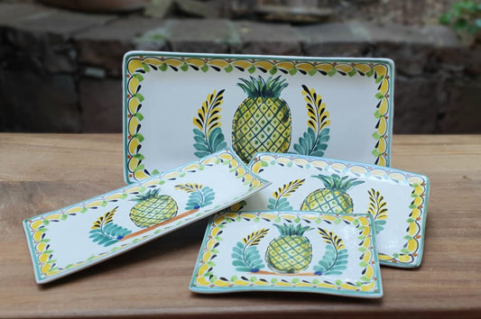 PineApple Tray Set (4 pieces) Green-Yellow Colors