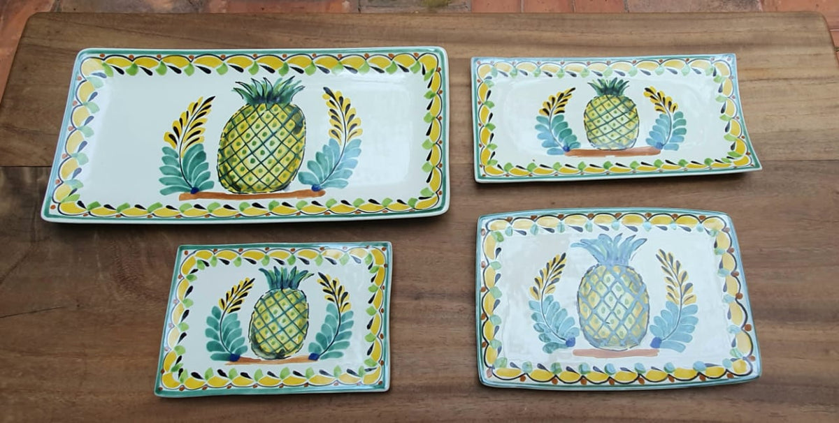 Set de Bandejas Piña (4 piezas) Colores Verde-Amarillo 