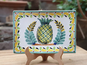 PineApple Tray Wave Rectangular 7.9 X 5.3" Yellow-Green Colors