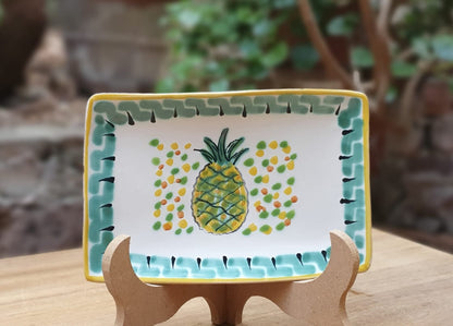 PineApple Bread Rectangular Plate / Tapa Plate 5.5x3.9" MultiColors