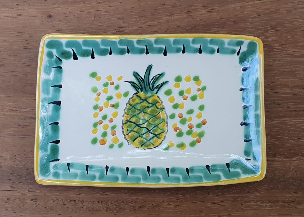 PineApple Bread Rectangular Plate / Tapa Plate 5.5x3.9" MultiColors