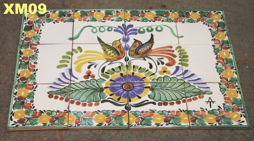 Love Birds Mural 12 tiles MultiColors