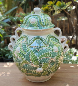 Decorative Vase w/Strawberries Milestones Pattern Green and White